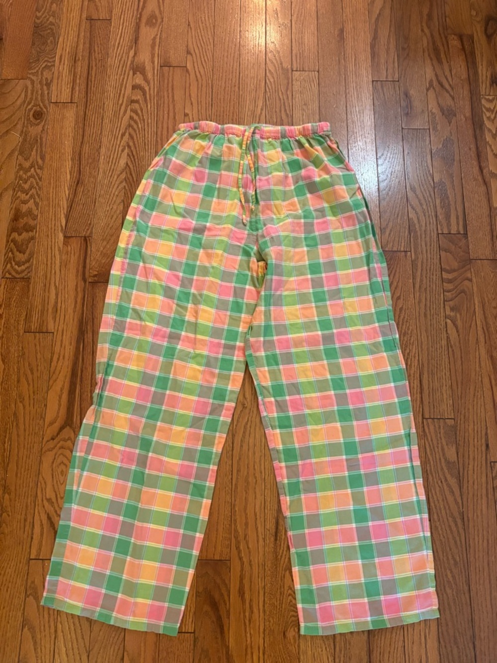 Vintage Victorias Secret Colorful Plaid Lounge Pants - Pink, Green, Yellow